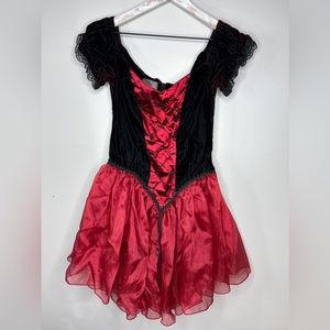 Jeannie Nitro goth maiden bar maid mini corset velvet dress SZ Small